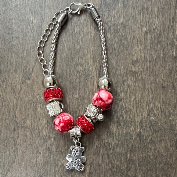Jewelry - Elegant Red and Silver Charm Bracelet